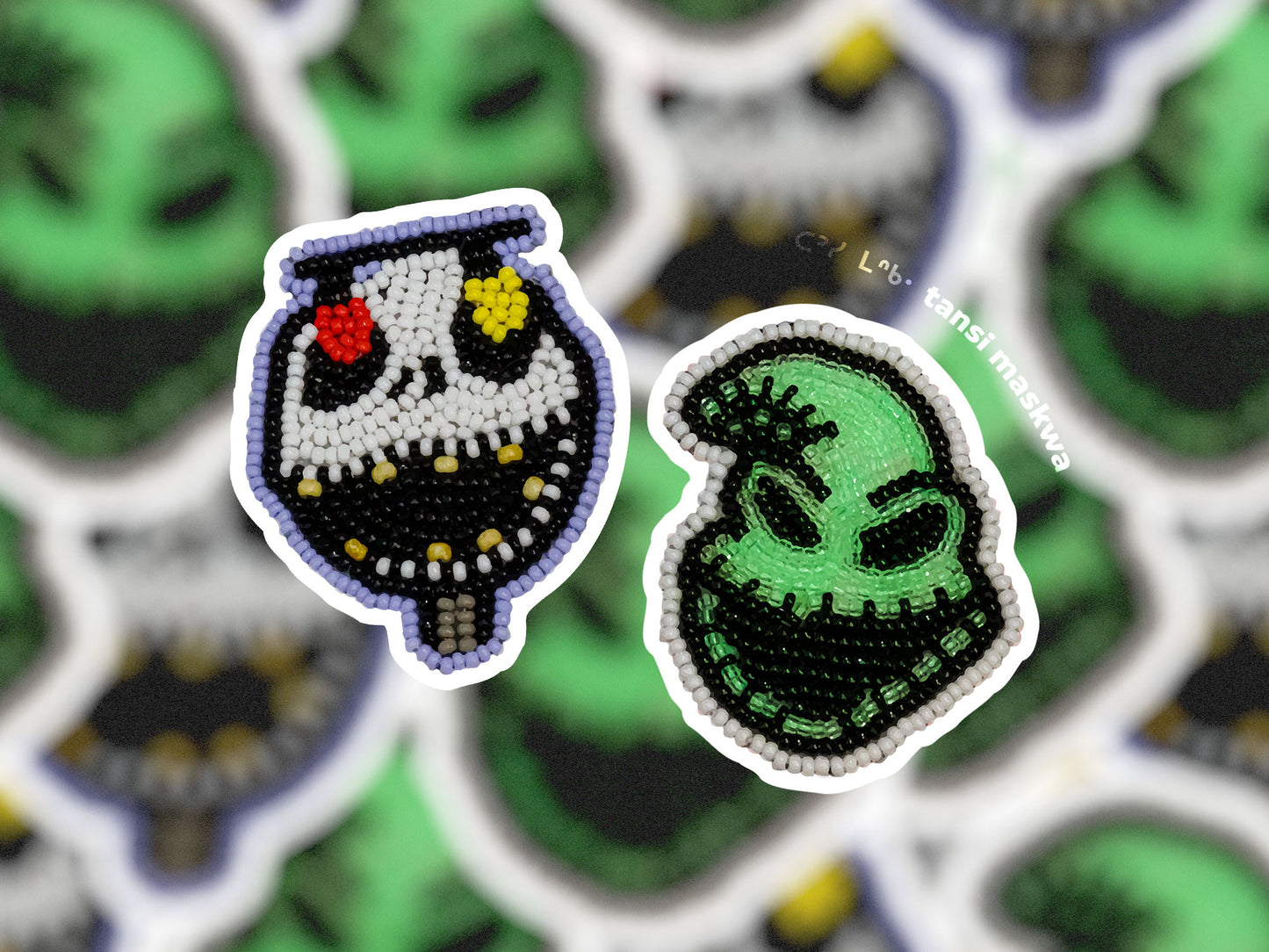 Jack Skellington and Oogie Boogie · Mini Beadwork Stickers