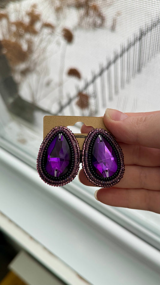 Purple Rain Beaded Earrings