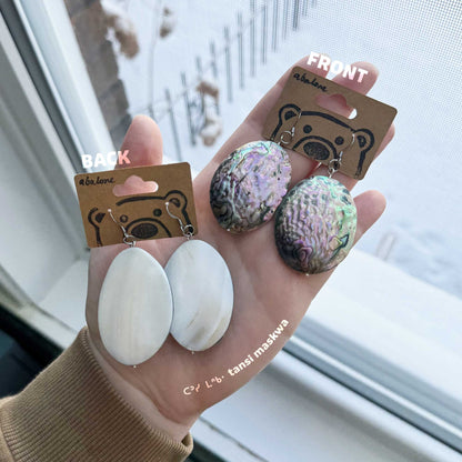 Abalone Shell Necklace + Earrings