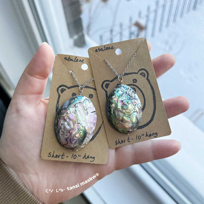 Abalone Shell Necklace + Earrings