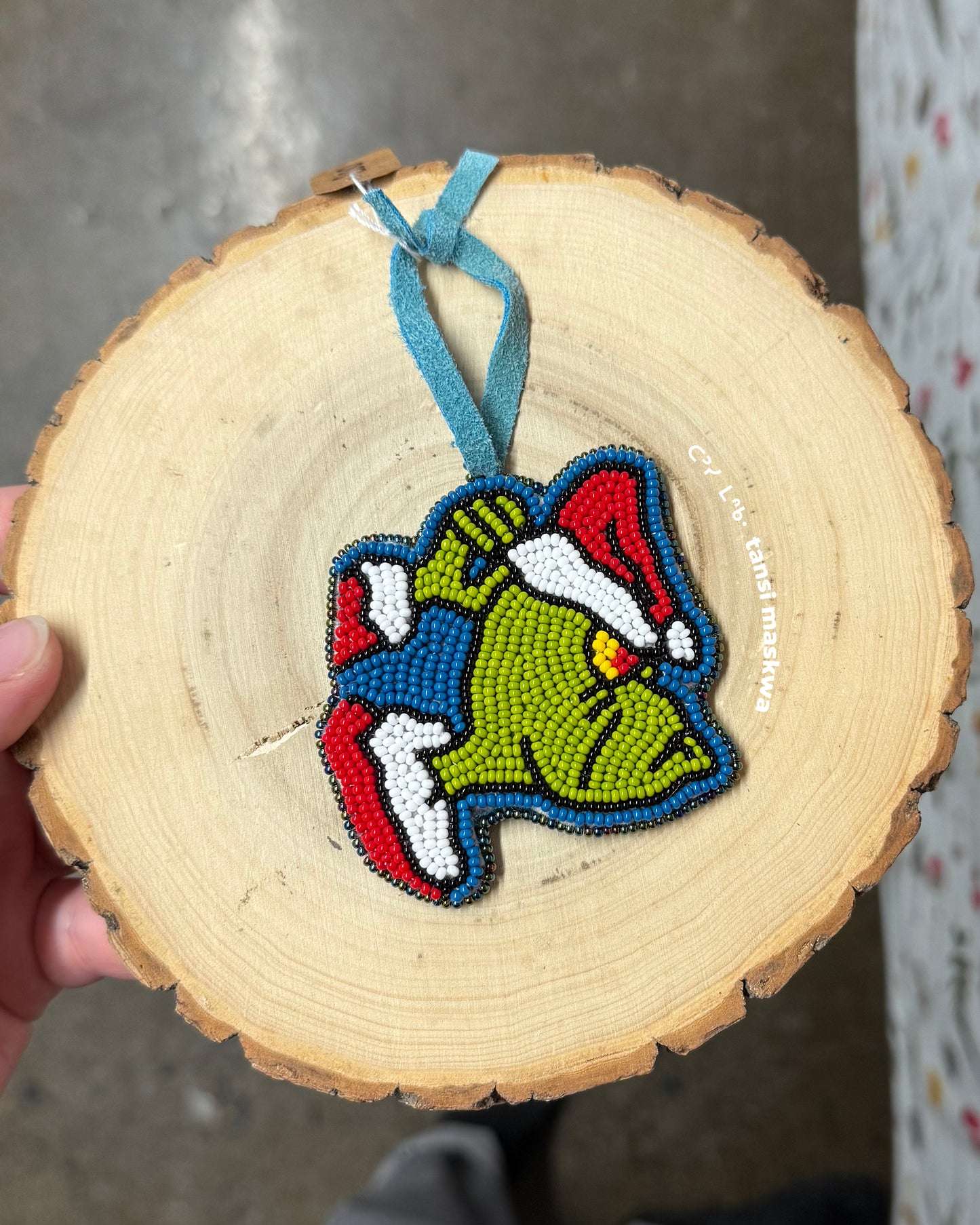 Grinch Ornament / Hanging Beadwork