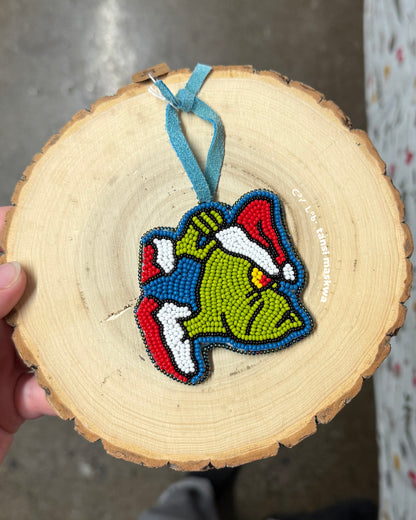 Grinch Ornament / Hanging Beadwork