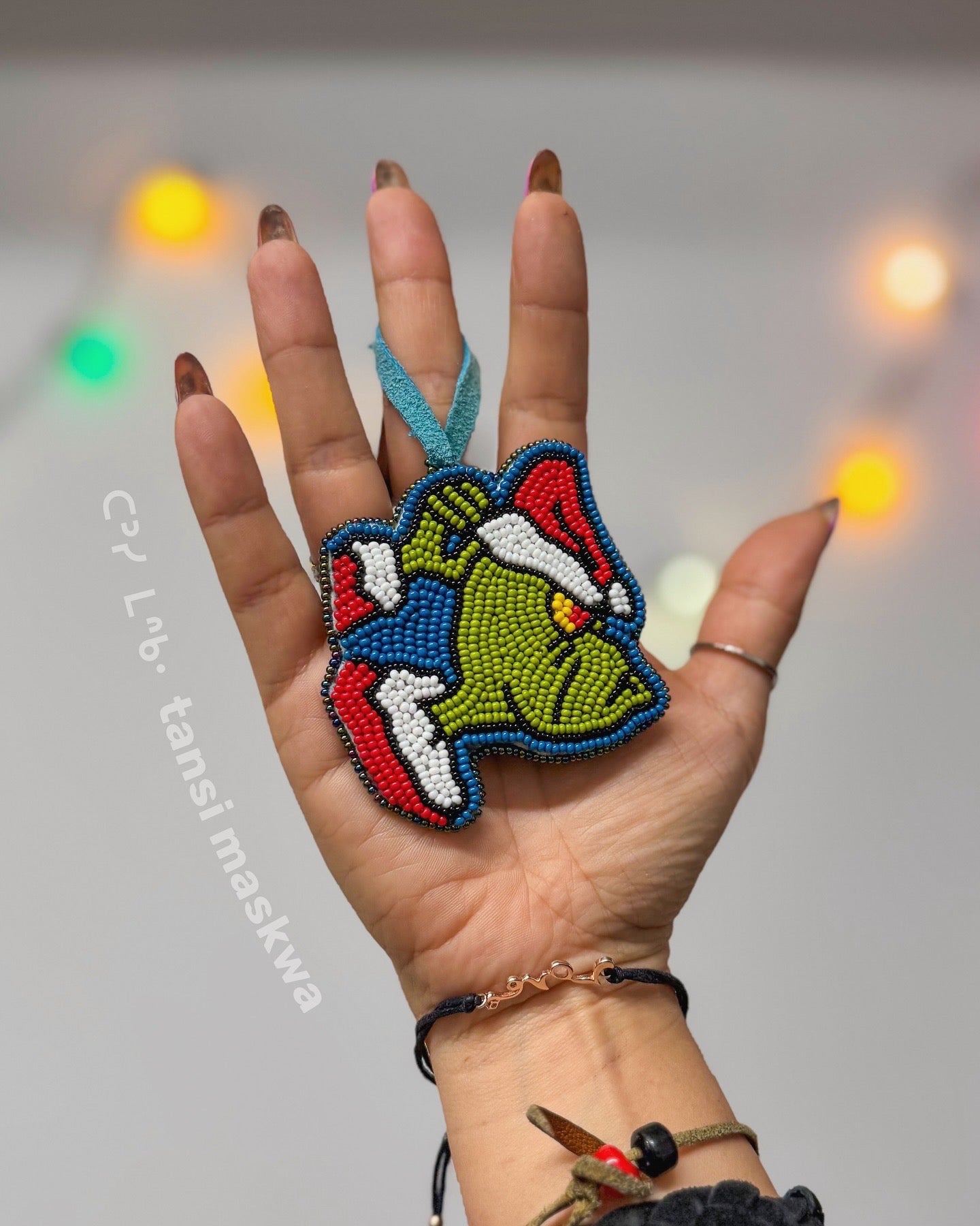 Grinch Ornament / Hanging Beadwork