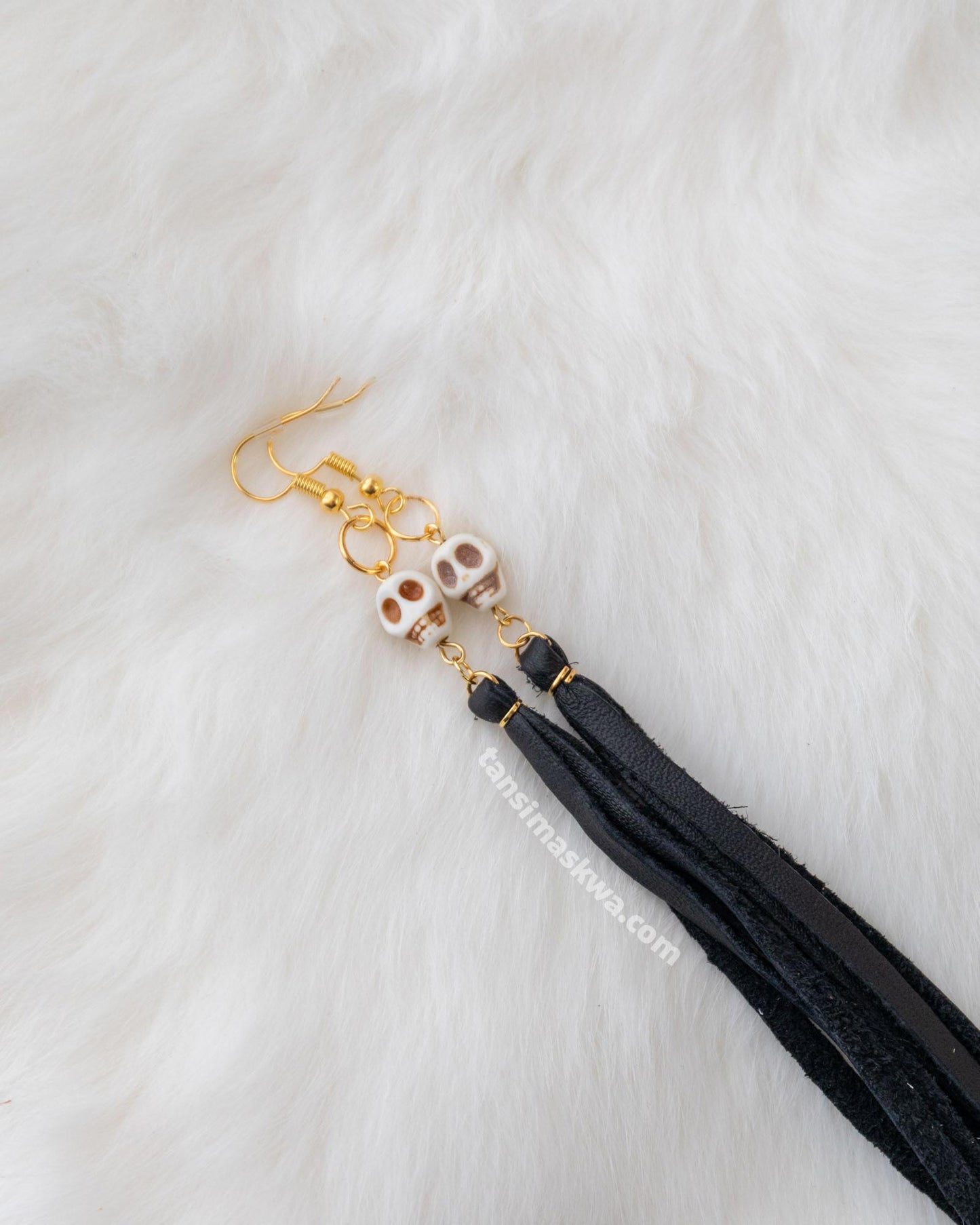 Howlite Skull Leather Lace Dangles