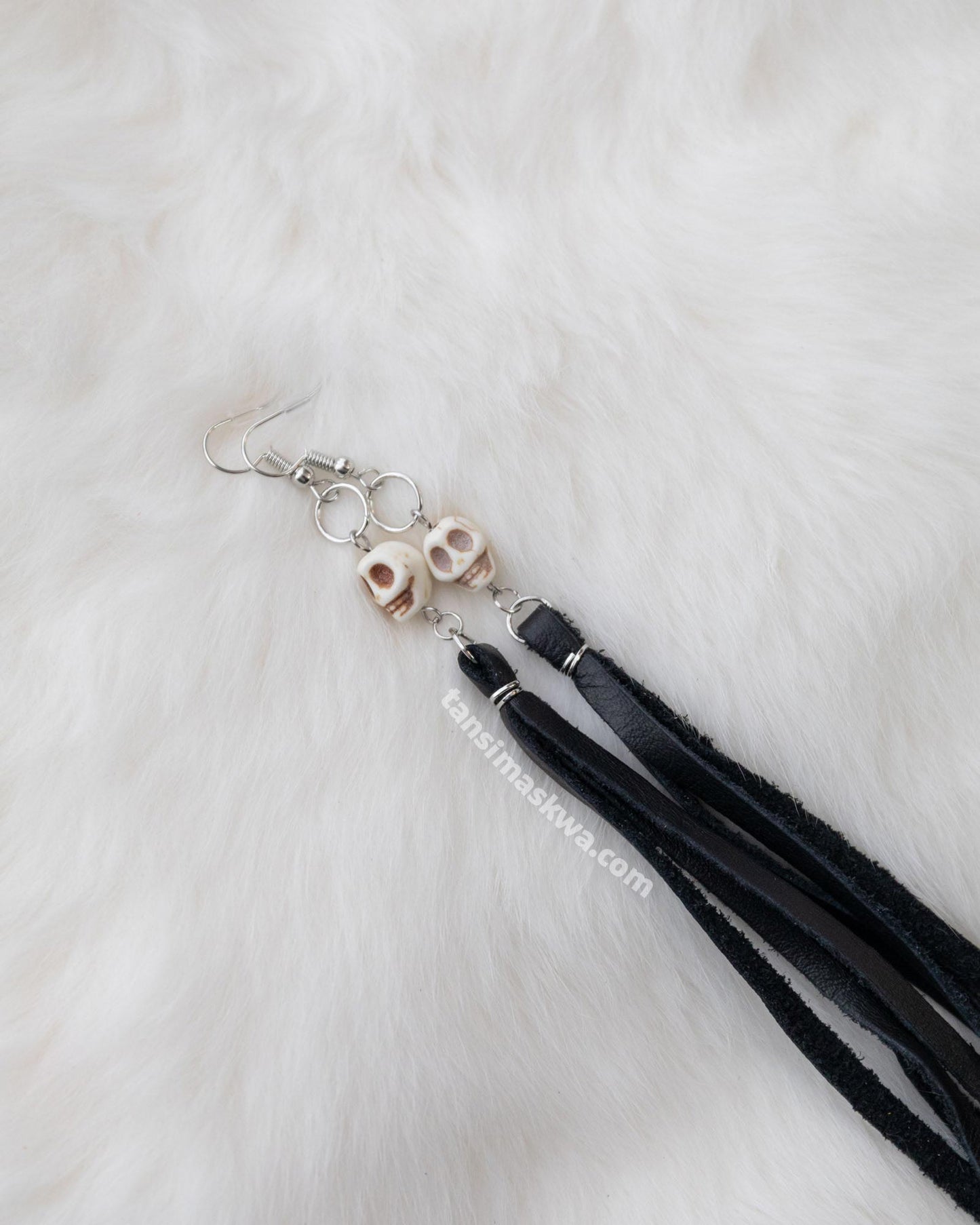 Howlite Skull Leather Lace Dangles
