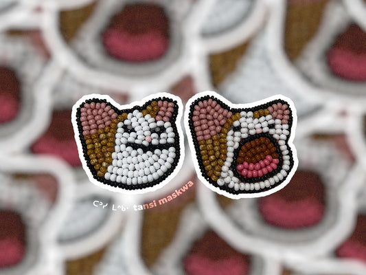 Pop Cat · Mini Beadwork Stickers