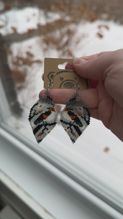 Snow Birdies · Brick Stitch Earrings